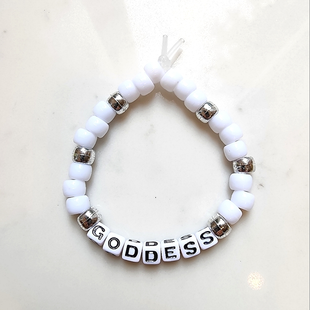 NWT GODDESS White & Silver Friendship Bracelet Hand Made by My Son